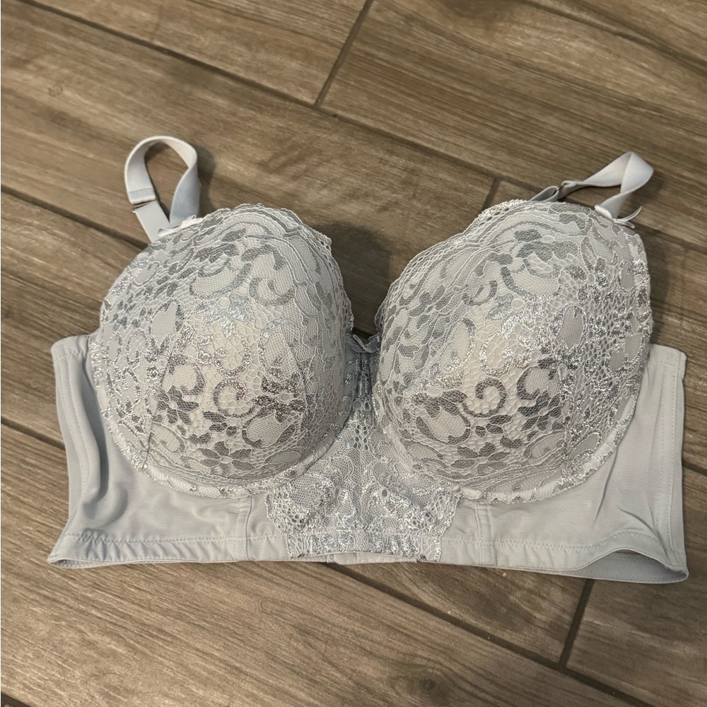 Cacique Lace Longline Bra in Light Gray